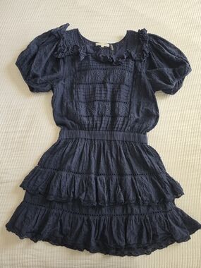 LoveShackFancy Navy Eyelet Ruffle Dress